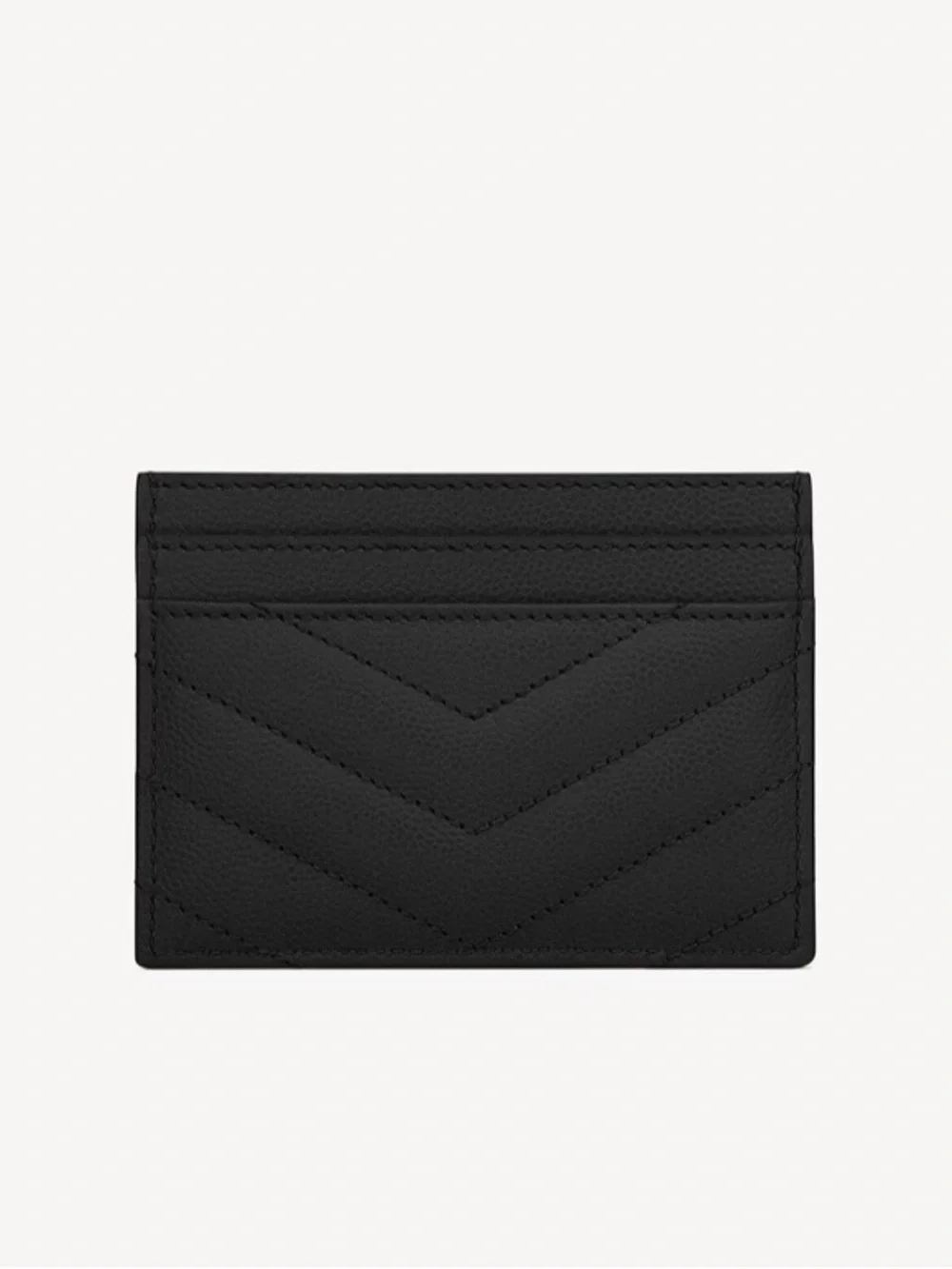 Saint Laurent Black Quilted Leather Card Case with Gold YSL Emblem